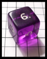 Dice : Dice - 6D - Purple Transparent with White Numerals - FA collection buy Dec 2010